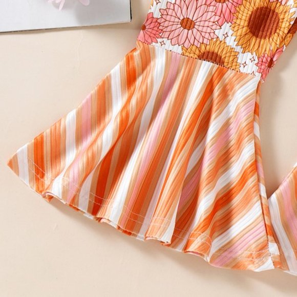 Groovy Jumpsuit Floral Birthday Outfit Clothes Easter Romper Retro Bell Bottom - Picture 5 of 7